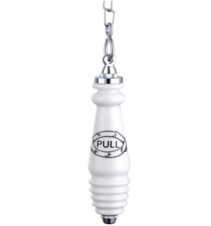 Victorian traditional ceramic & chrome flush pull for high level cistern