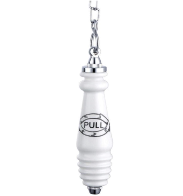 Victorian traditional ceramic & chrome flush pull for high level cistern