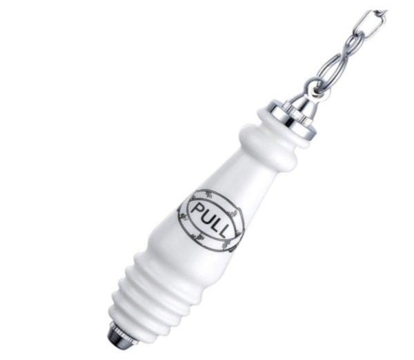 Victorian traditional ceramic & chrome flush pull for high level cistern - Image 3