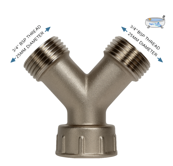 Solid Brass Nickel Plated Washing Machine / Appliance  Y Piece Splitter Connector - Image 3