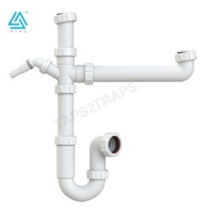 Kitchen Sink 1.5 Bowl Waste Trap Kit + Appliance Discharge Connector WTBNH01