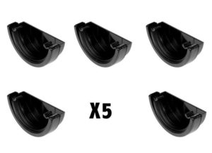 PACK OF 5 X 112mm Half Round Gutter Running Outlets In Black Aquaflow BS4576