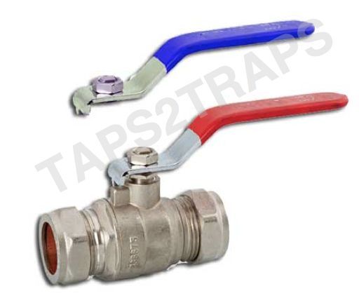 22MM DUAL LEVER BALL VALVE RED & BLUE HANDLE COMPRESSION FULL BORE TOP QUALiTY 