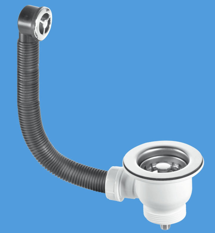 McAlpine 65mm Chrome Belfast Sink Basket Strainer Waste + Overflow