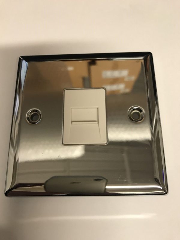 VOLEX CHROME TELEPHONE MASTER SOCKET, WHITE INSERTS     PART NO. DEC392 - Image 2