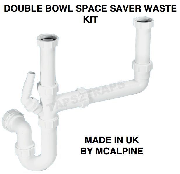 Mcalpine Sk2 Kitchen Sink Double Bowl Waste Kit Appliance Discharge Connector Taps 2 Traps