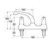 Lever Kitchen Sink Deck Mixer Tap - Easy Quarter Turn Lever Handles - Twin Hole Fitment - Image 3