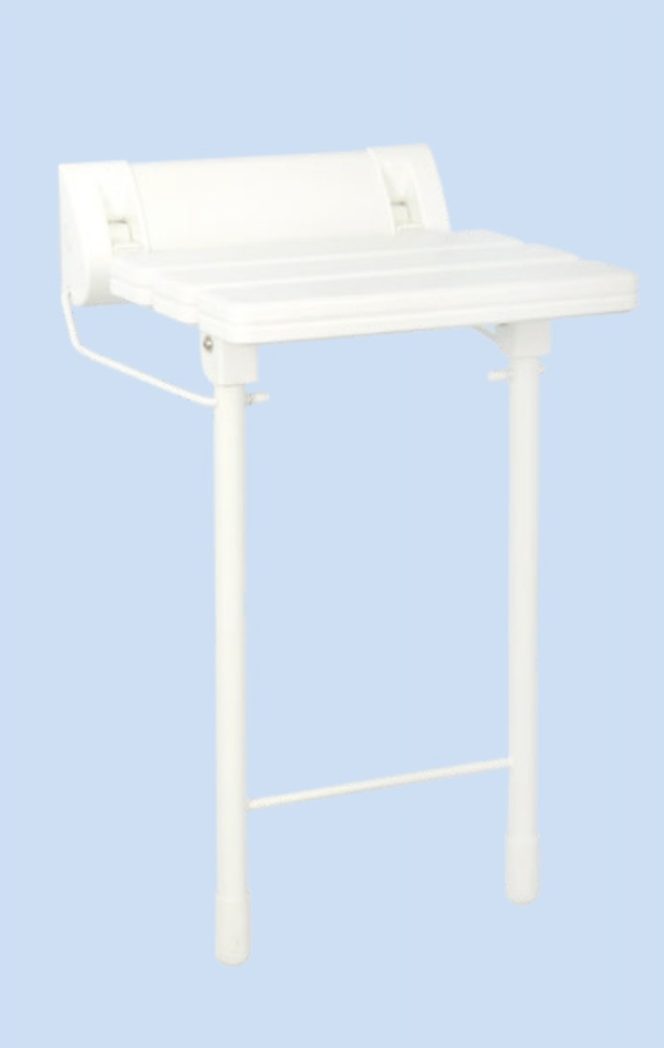 Wall Mounted Folding Shower Seat with Collapsible Legs in White (Max. 180kgs) - Image 4