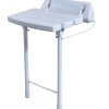 Wall Mounted Folding Shower Seat with Collapsible Legs in White (Max. 180kgs)