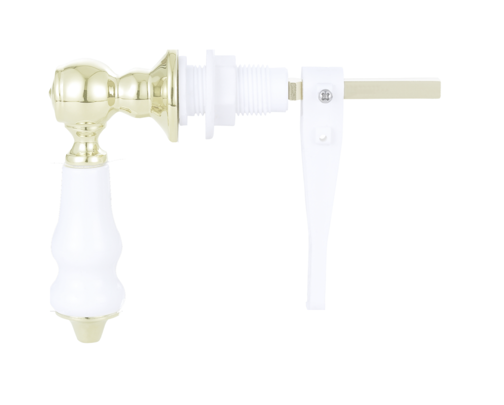 Traditional Gold & Ceramic Victorian White Toilet Cistern Lever Flush