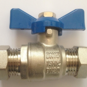 FULL BORE HEAVY DUTY BUTTERFLY LEVER BALL VALVES BLUE OR RED HANDLE 15 22 & 28MM