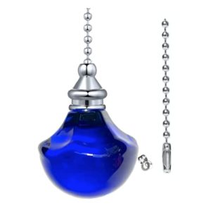 Taps2Traps® Transparent Blue Crystal Light Pull Pendant For Bathroom Light Switches Or Overhead Fans