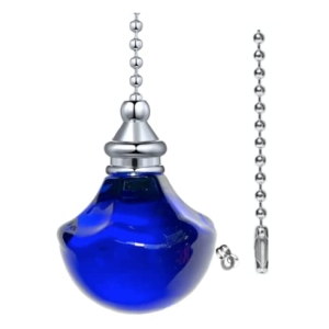 Taps2Traps® Transparent Blue Crystal Light Pull Pendant For Bathroom Light Switches Or Overhead Fans