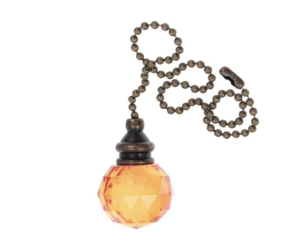 Taps2Traps® Traditional Antique Style Orange Crystal Decorative Bathroom Light Switch Pull Chain