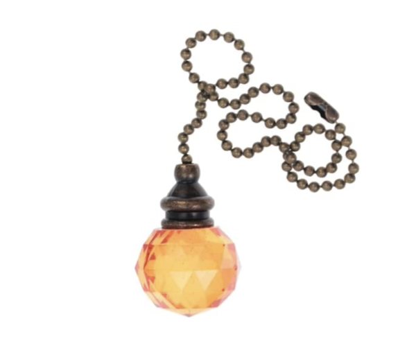 Taps2Traps® Traditional Antique Style Orange Crystal Decorative Bathroom Light Switch Pull Chain