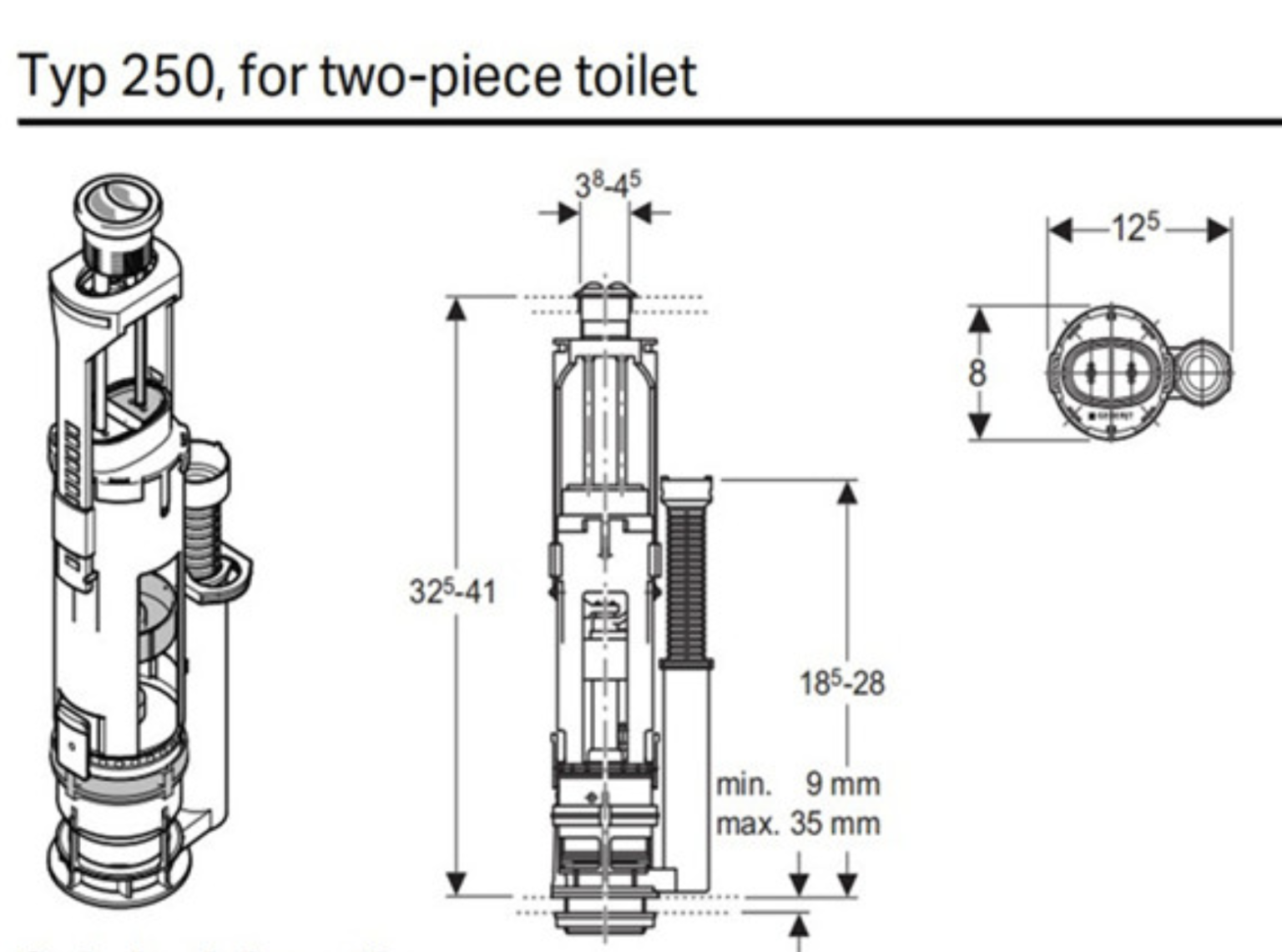 Geberit Twico Toilet dual flush valve replacement cistern outlet valve