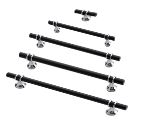 Black & Chrome Kitchen Cabinet Cupboard Door Drawer Bar Handle 128mm