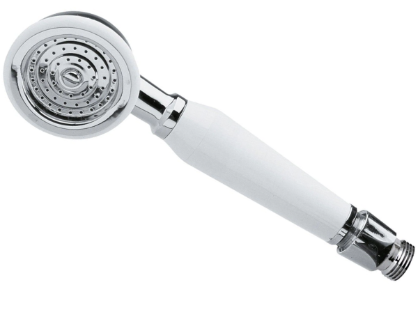 Traditional Shower Handset White & Chrome Bathroom Hand Held Or Fits Cradle - Image 2
