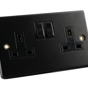 Taps2Traps™ Matt Black 2 Gang Double 13A Switched Plug Socket – Esay Upgrade Replacement
