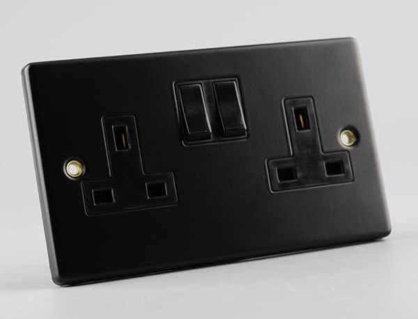 Taps2Traps™ Matt Black 2 Gang Double 13A Switched Plug Socket - Esay Upgrade Replacement - Image 4