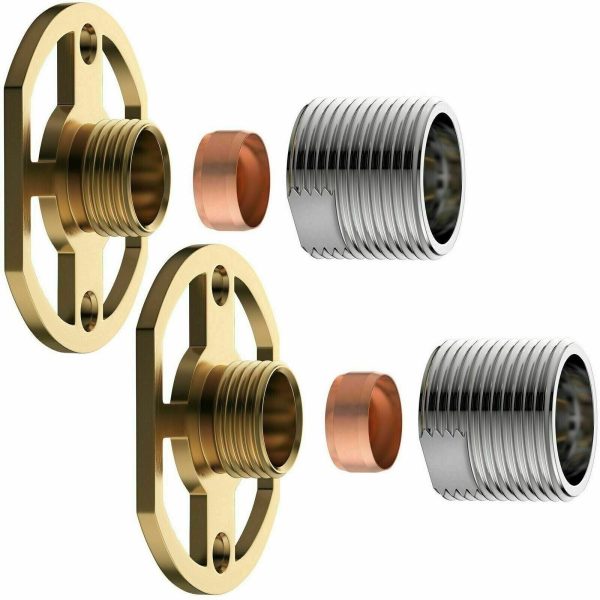 Taps2Traps® Easy Fit Kit for Bar Shower Valves - Pair of Brass Wall Fixing Brackets for Fast Simple Fitting …