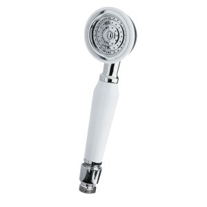 Traditional Shower Handset White & Chrome Bathroom Hand Held Or Fits Cradle