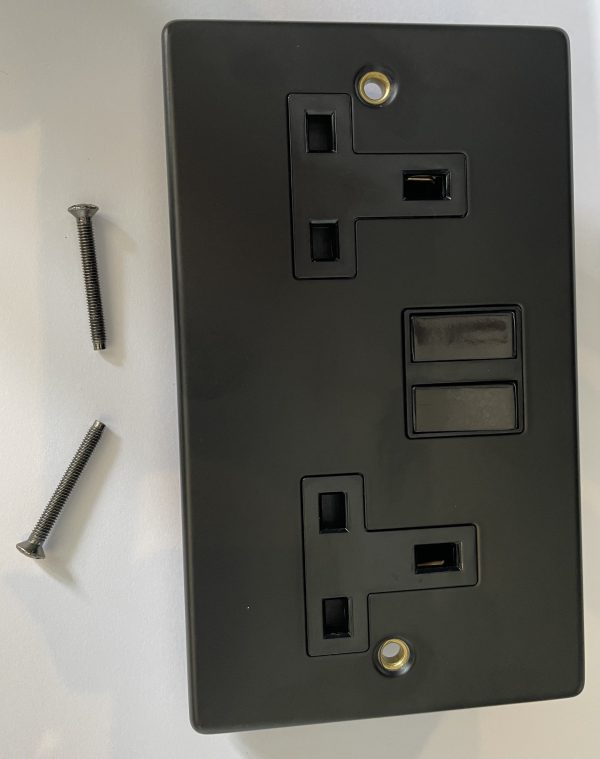 Taps2Traps™ Matt Black 2 Gang Double 13A Switched Plug Socket - Esay Upgrade Replacement - Image 5
