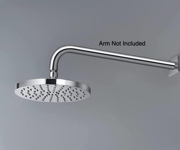 Chrome Finished Round 200mm Overhead Shower Head with Anti-Limescale Nozzles + Swivel Joint - Image 3
