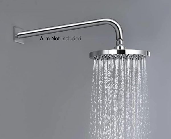 Chrome Finished Round 200mm Overhead Shower Head with Anti-Limescale Nozzles + Swivel Joint - Image 2
