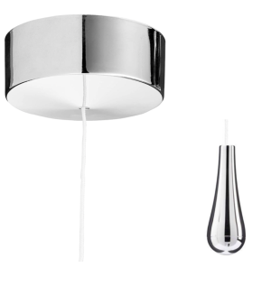 Chrome Bathroom ceiling light pull cord switch 2 way 6A White cord & Modern Chrome Teardrop Pendant