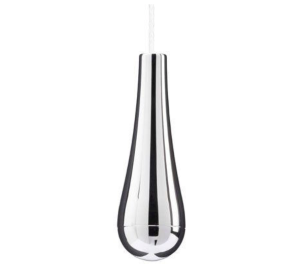 Chrome Bathroom ceiling light pull cord switch 2 way 6A White cord & Modern Chrome Teardrop Pendant - Image 4