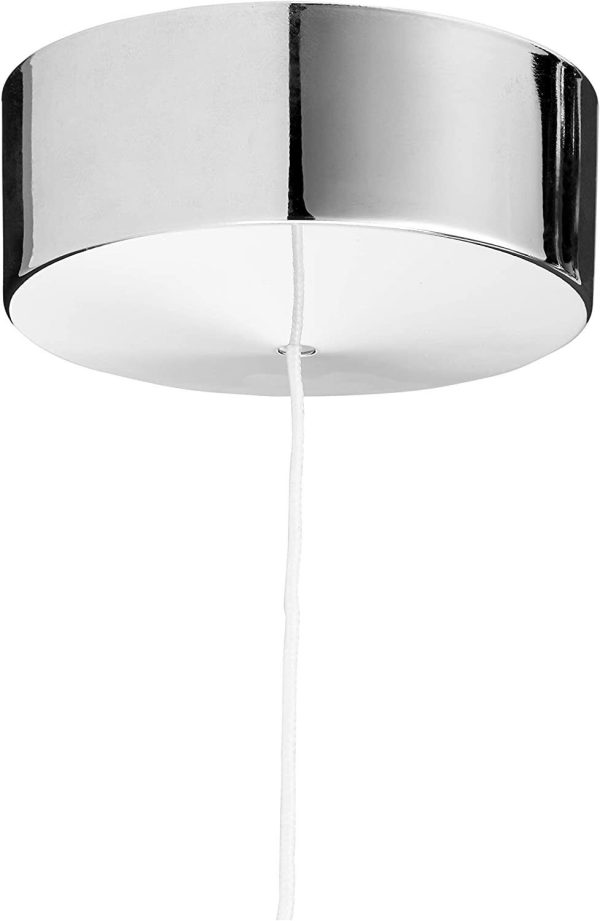 Chrome Bathroom ceiling light pull cord switch 2 way 6A White cord & Modern Chrome Teardrop Pendant - Image 3