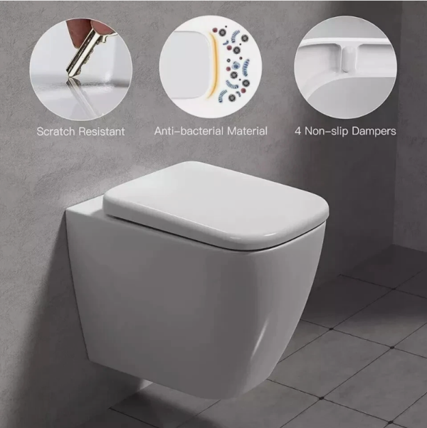 Replacement Toilet Seat for RAK Series 600 – Soft Close, Quick Release, D-shape (White) - Image 5