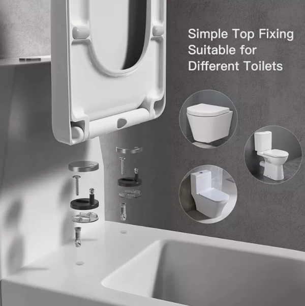 Replacement Toilet Seat for RAK Series 600 – Soft Close, Quick Release, D-shape (White) - Image 6
