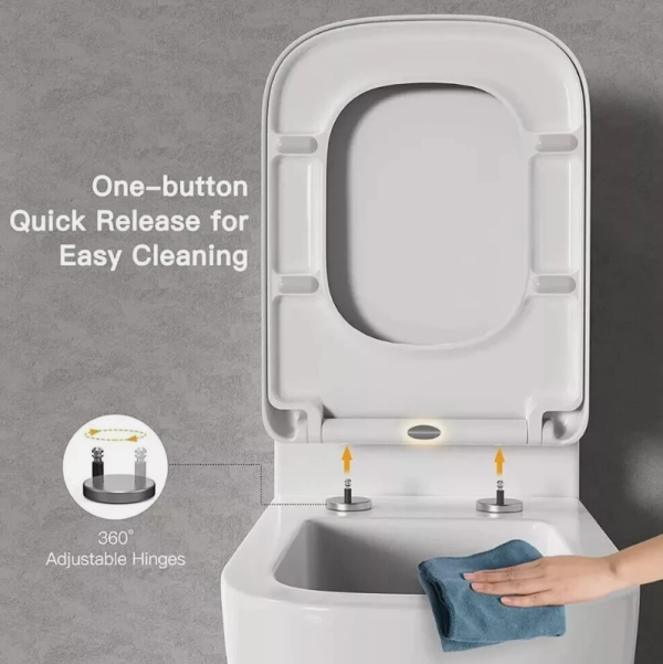 Replacement Toilet Seat for RAK Series 600 – Soft Close, Quick Release, D-shape (White) - Image 3