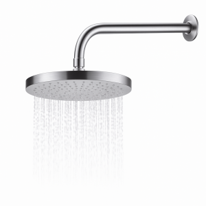 Luxury Round 200mm Overhead Rain Shower Head Anti-Limescale Swivel Joint + Arm