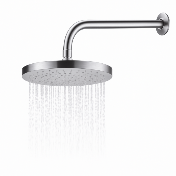 Luxury Round 200mm Overhead Rain Shower Head Anti-Limescale Swivel Joint + Arm