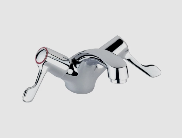 Lever Action Bathroom Mono Basin Mixer Tap + Press Top Waste - Chrome - Image 2