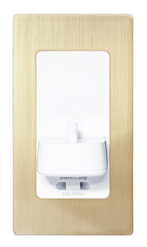 ProofVision In Wall Toothbrush Charger Range - Combined Toothbrush Charger & Shaver Socket + Brushed Brass Finish