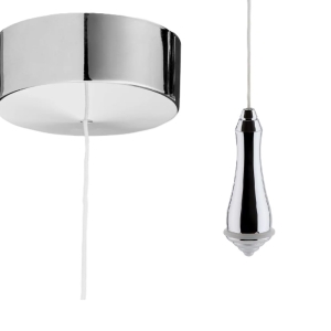 Chrome Bathroom ceiling light pull cord switch 2 way 6A White cord & Modern Chrome Luxury Pendant