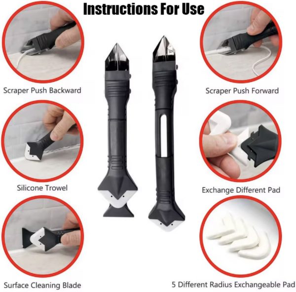 10-in-1 Caulking Tools Set Scraper Silicone Sealant Mould Remover & Finishing Kit - Image 5