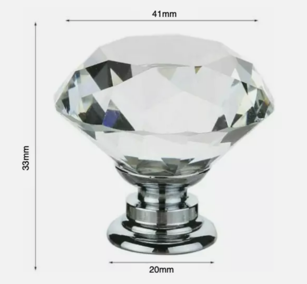 Large Crystal Glass Cabinet Knob – Diamond Style Handle for Drawers, Cupboards & Furniture - Image 3