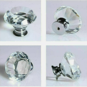 Large Crystal Glass Cabinet Knob – Diamond Style Handle for Drawers, Cupboards & Furniture