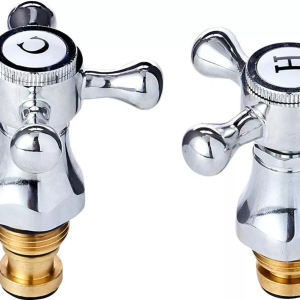 VICTORIAN STYLE CROSS HEADS REPLACEMENT BASIN SINK TAP CONVERSION KIT C/P 1/2″