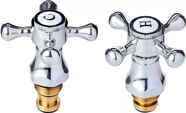 VICTORIAN STYLE CROSS HEADS REPLACEMENT BASIN SINK TAP CONVERSION KIT C/P 1/2"