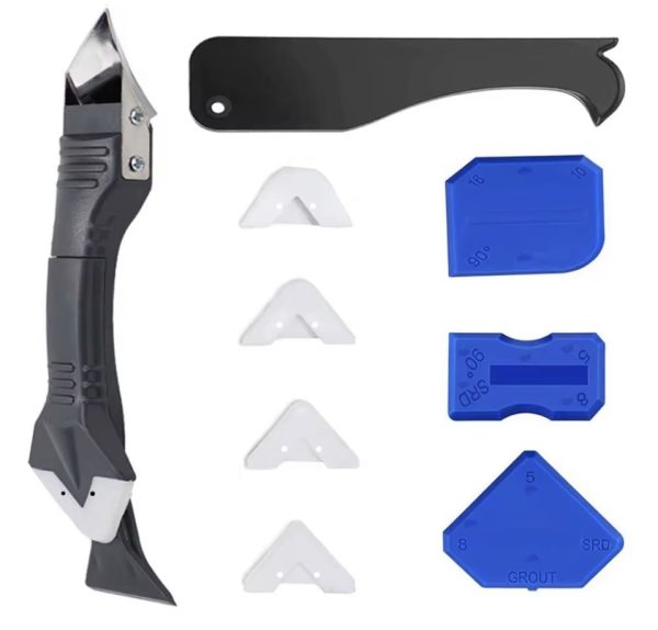 10-in-1 Caulking Tools Set Scraper Silicone Sealant Mould Remover & Finishing Kit