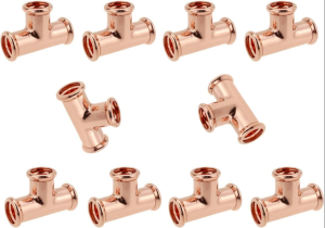 10 Pack of 15mm Press Fit Equal Tees M-Profile Wras Approved