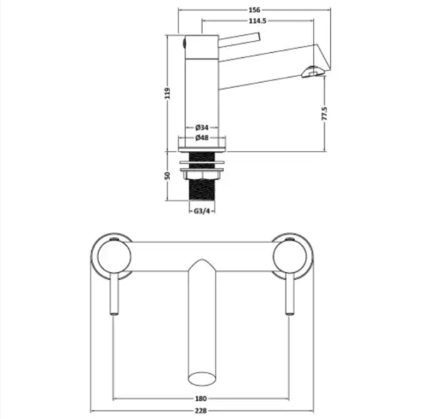 Velora Bath Shower Mixer With Handset - Matt Black PSTE404 - Image 2