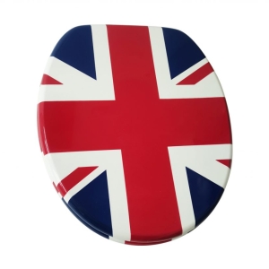 British UK Union Jack Flag Toilet Seat Cover Durable Soft Close Design with Quick Release Hinges